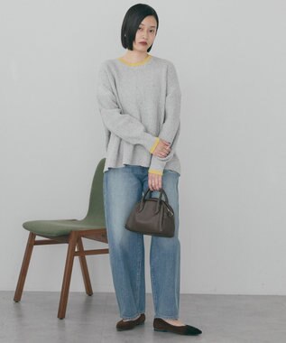 AMERICAN HOLIC 【WEB限定】配色ラインニットプルオーバー Oatmeal