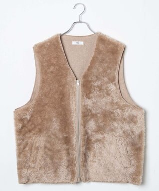 WEGO フェイクファーBIGベスト グレー