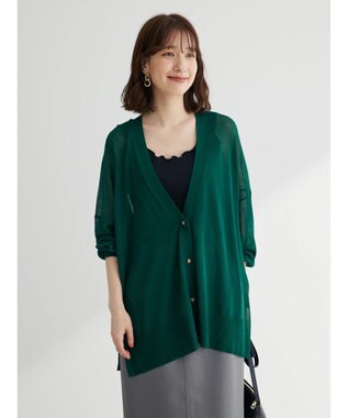 Green Parks 接触冷感シアーニットカーディガン Green