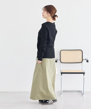 earth music&ecology スキッパー衿リブカーディガン Black