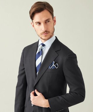 GOTAIRIKU 【形態安定】プレミアムプリーツシャツ＿ワイドカラーストライプ サックスブルー系1