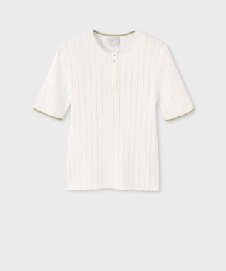 Paul Smith 【洗える】リブアイレット 半袖ニット オフホワイト