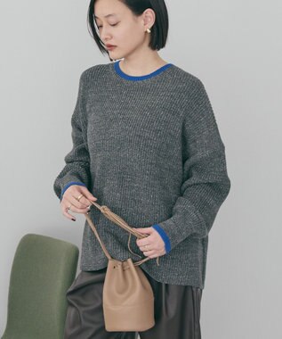 AMERICAN HOLIC 【WEB限定】配色ラインニットプルオーバー Light Gray Mixture