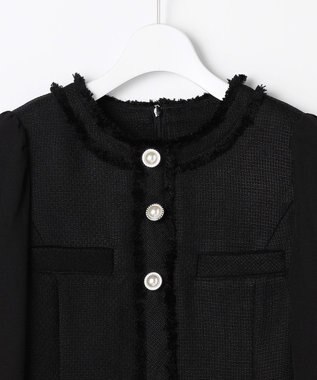 Feroux ツイードミディ ワンピース ブラック系