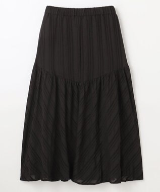 ANY 【ウエストゴム】モールストライプティアードスカート ブラック