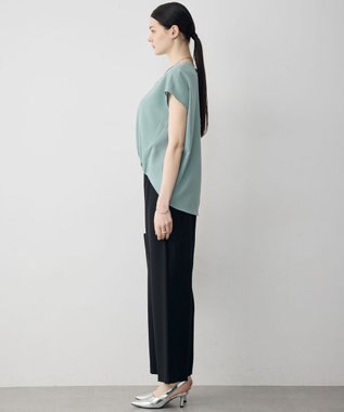 ICB 【先行予約】 FluidBackSatin フレンチスリーブブラウス ダークセージ