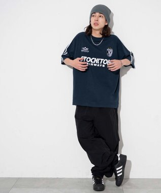 WEGO 【ユニセックス着用ITEM/手洗い可/MLサイズ】ラインゲームロゴT ネイビー