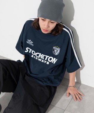 WEGO 【ユニセックス着用ITEM/手洗い可/MLサイズ】ラインゲームロゴT ネイビー