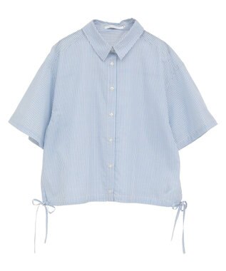 AMERICAN HOLIC T/Rキュプラ ドロストヘムシャツ Stripe Sax