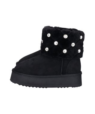 Bridget Birkin 【Bridget Birkin】キルティングビジュームートンブーツ ブラックスウェード