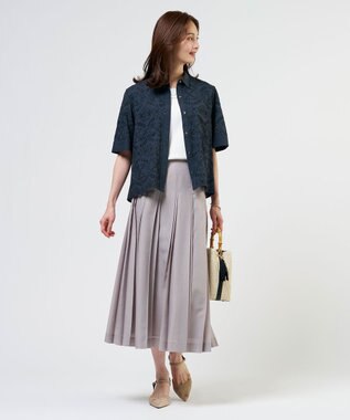 J.PRESS LADIES L 【一枚で着映え】エンブロイダリー ボクシーシャツ ネイビー系