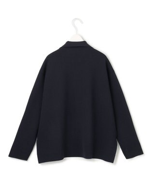 ICB L 【洗える】 シンセティックダブルフェイス スキッパーニットプルオーバー ネイビー系