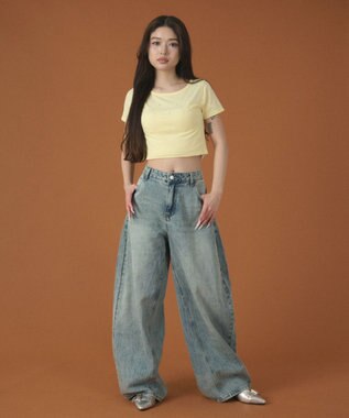 WEGO ラインストーンbackロゴデニム デニム淡色