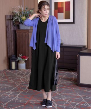 Tiaclasse L 【洗える】ドレープカーディガン パープル