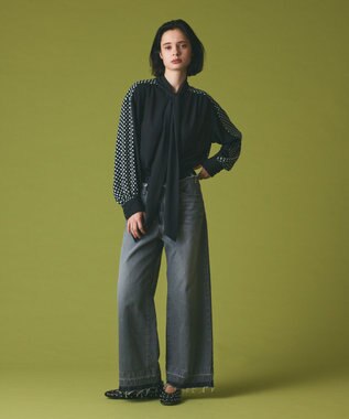 GRACE CONTINENTAL ドットコンビブラウス ブラック