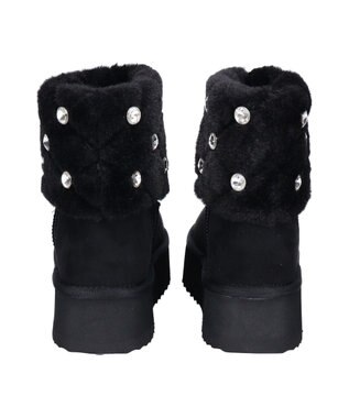 Bridget Birkin 【Bridget Birkin】キルティングビジュームートンブーツ ブラックスウェード