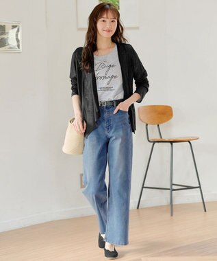 Tiaclasse L 【洗える】ドレープカーディガン ブラック