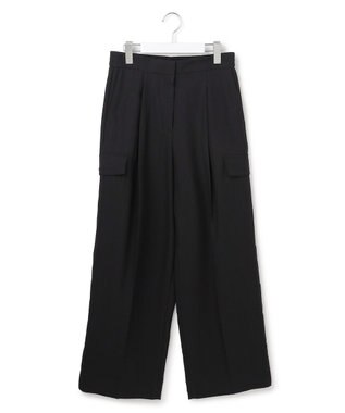 ICB FluidBackSatin ワイドストレートカーゴパンツ ブラック
