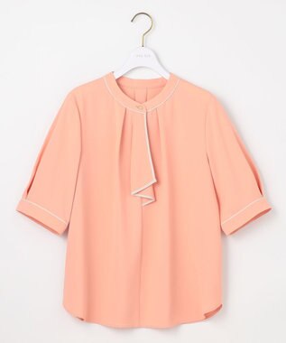 ANY SIS L 【洗える】バイカラーラッフルボウ ブラウス コーラルピンク