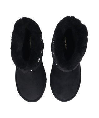 Bridget Birkin 【Bridget Birkin】キルティングビジュームートンブーツ ブラックスウェード