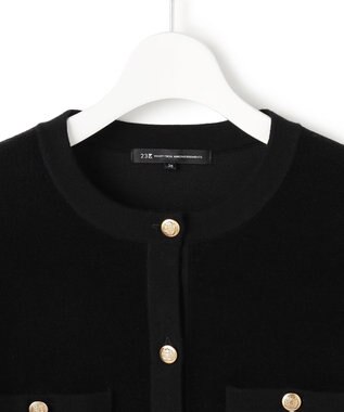 23区 【洗える】ベロアニット カーディガン ブラック系