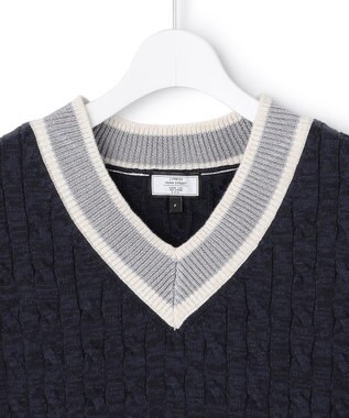 J.PRESS YORK STREET 【WOMEN】ケーブルチルデン ニットベスト ネイビー系