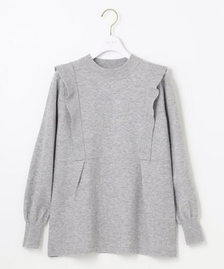 ANY SIS 【洗える】袖フレアーレイヤード ニット ライトグレー系