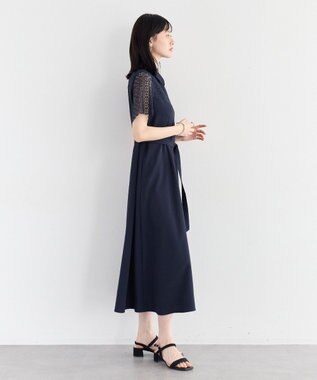 YECCA VECCA レース切替ワンピース Gray Beige