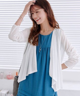 Tiaclasse L 【洗える】ドレープカーディガン オフホワイト