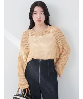 earth music&ecology レーシーニットプルオーバー Orange