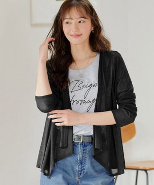 Tiaclasse L 【洗える】ドレープカーディガン ブラック