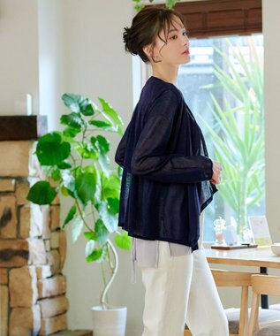 Tiaclasse L 【洗える】ドレープカーディガン ネイビー