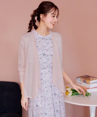 Tiaclasse L 【洗える】ドレープカーディガン ピンク