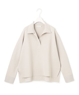 ICB L 【洗える】 シンセティックダブルフェイス スキッパーニットプルオーバー トープ系