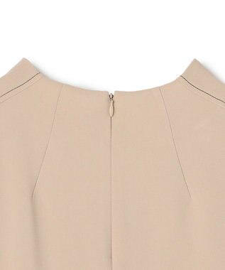 BEIGE， RUE / ドライタッチVネック配色ステッチブラウス Taupe