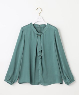 ANY SIS 【洗える】メタルパーツボウタイ ブラウス 長袖 スモーキーグリーン