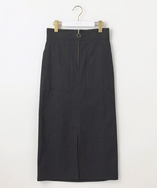 ANY SIS 【2WAY】フロントジップタイト スカート シャンブレーブラック
