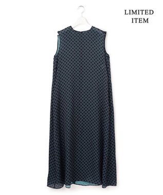 ICB L 【WEB限定】サテンオーガンプリント ノースリーブワンピース