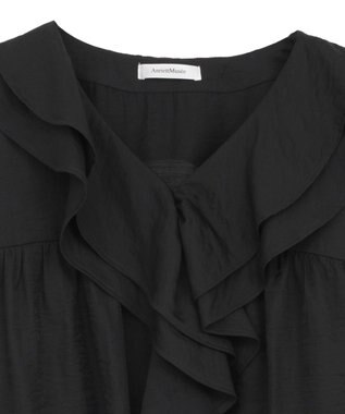 Green Parks ビッグカラーフリルブラウス Black