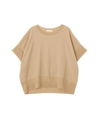 Green Parks シアーリブ切替楊柳プルオーバー Beige