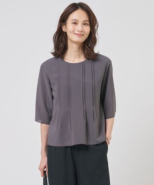 J.PRESS LADIES S シアーブロックチェック カットソー グレー系