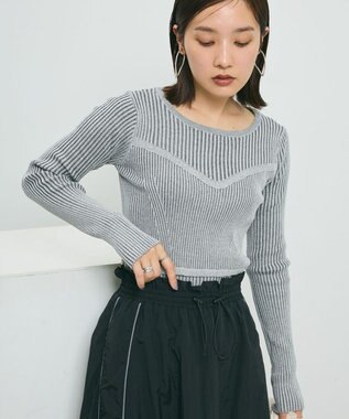 Green Parks ・ＡＮＤＳＥＡＲＣＨ　リブフェイクレイヤードニット Gray