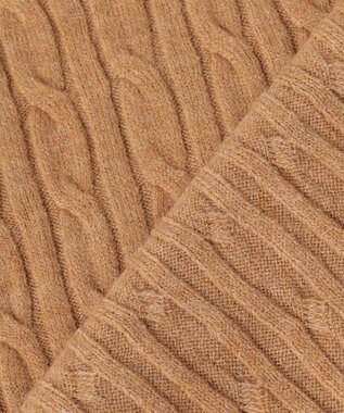 Feroux ケーブル編み×リボン刺繍 ニット カーディガン キャメル系