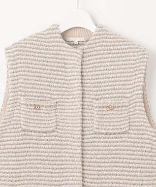 自由区 S ツイード調ニット ジレ ベージュ系