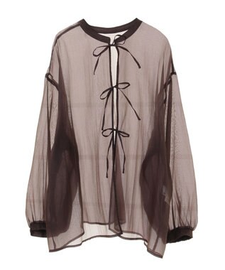 earth music&ecology シアーリボンシャツ Brown