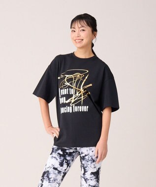 Chacott ダンスプリントオーバーＴシャツ ブラック