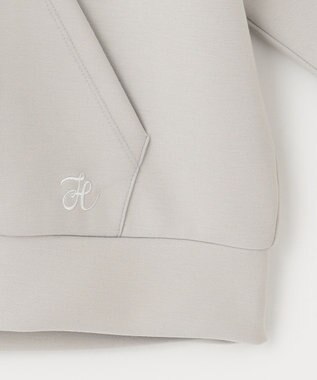 Feroux 【洗える】ダブルジップダンボールロゴ パーカー ライトグレー系