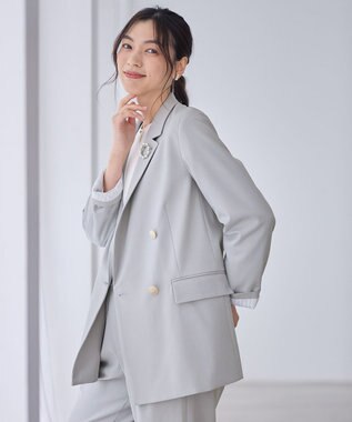 ANY L イージーケアライトストレッチダブルテーラードジャケット ライトグレー