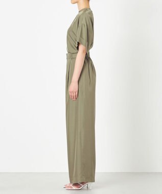 NAVE 【ReNAVE・セットアップ可/洗える/UVケア/接触冷感】フィブリルシャンブレー ワイドパンツ カーキ系