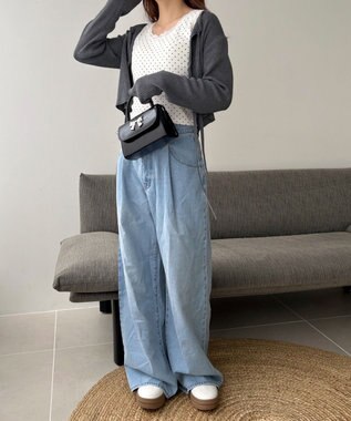 WEGO 【カップ付きインナー】ドット柄レースlカップインタンク ホワイト